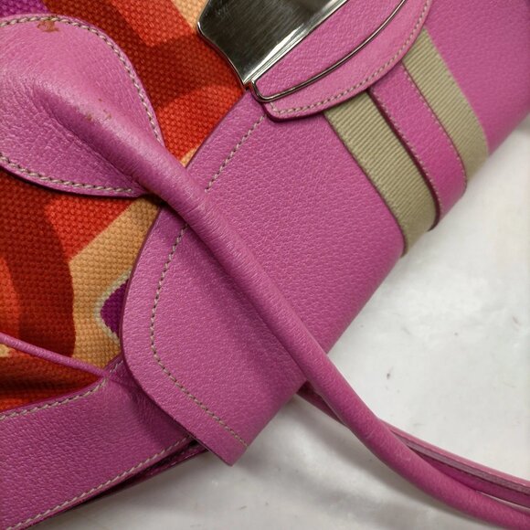 Authentic Prada Pink Canvas Hand Bag mon715-110525 - Picture 8 of 16